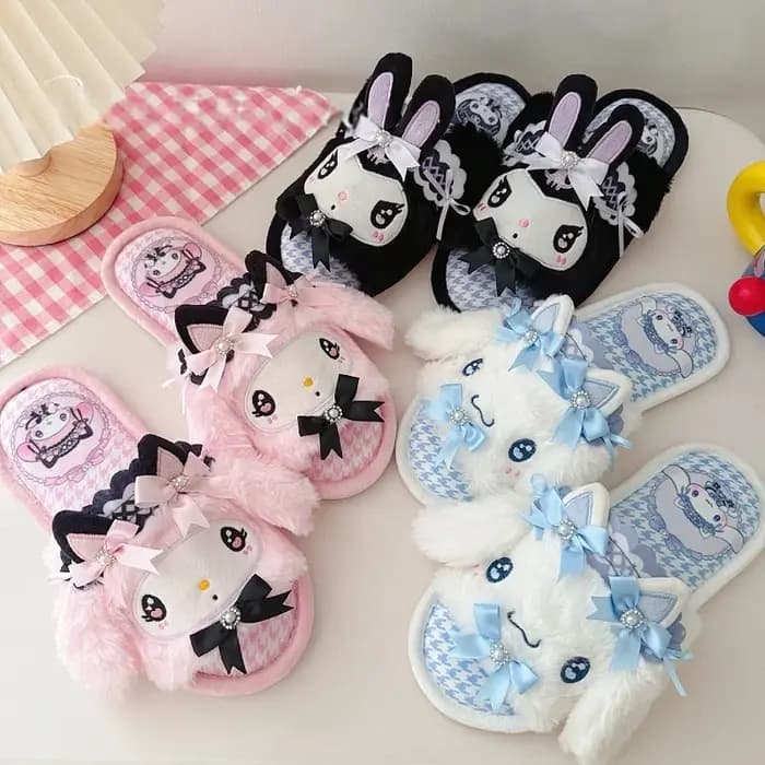 Pantoufles Lolita de dessin animé pour filles