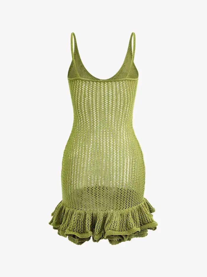 Mini robe en tricot à volants pour femmes