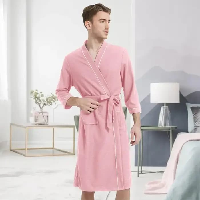 Hommes chemise de nuit peignoir printemps automne couleur unie