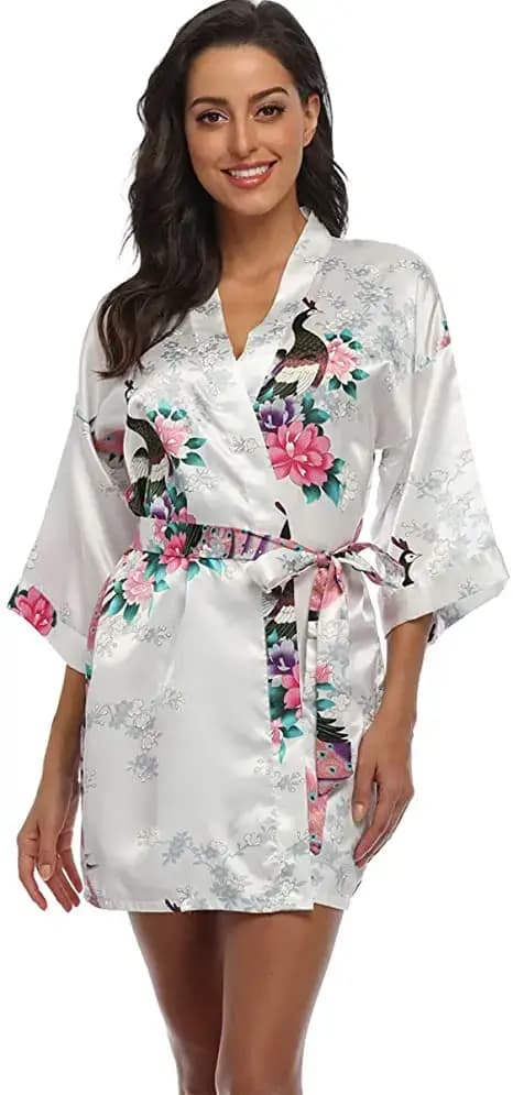 Peignoir en Satin Sexy pour Femme, Vêtement de Nuit à la Mode, InjKimono