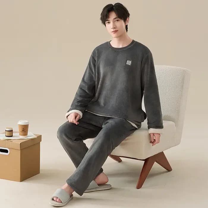 Le plus récent hiver épais chaud flanelle pyjamas ensemble hommes corail polaire Pijama Hombre