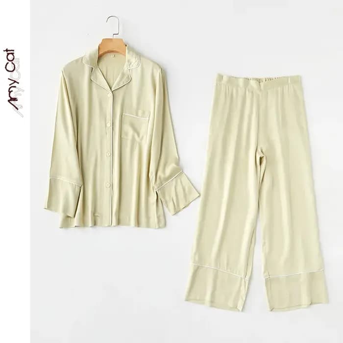 Pyjama Élégant en Viscose à Manches sulfpour Femme