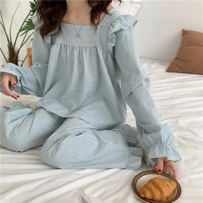 Ensembles de pyjama à carreaux Harajuku pour femmes