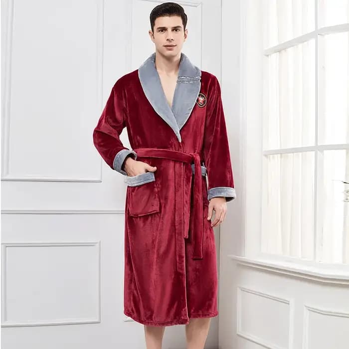Haute qualité hommes Robe hiver peignoir mâle longue épaisse chaude Terry polaire serviette