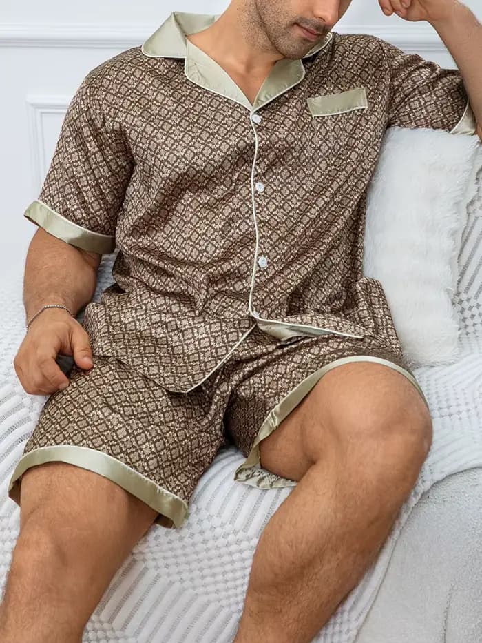 Ensemble pyjama imprimé à carreaux pour hommes