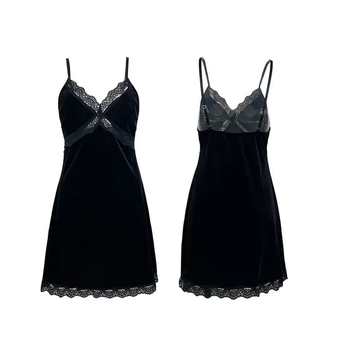 Chemise de nuit en velours pour femme