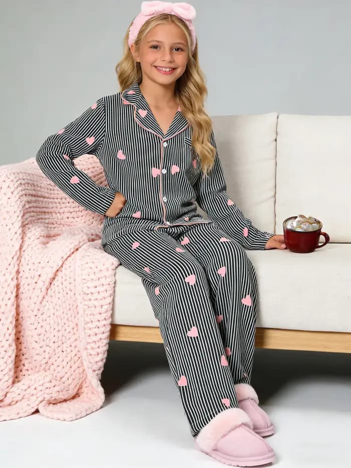 Pyjamas à la mode pour filles pour le printemps et l'automne