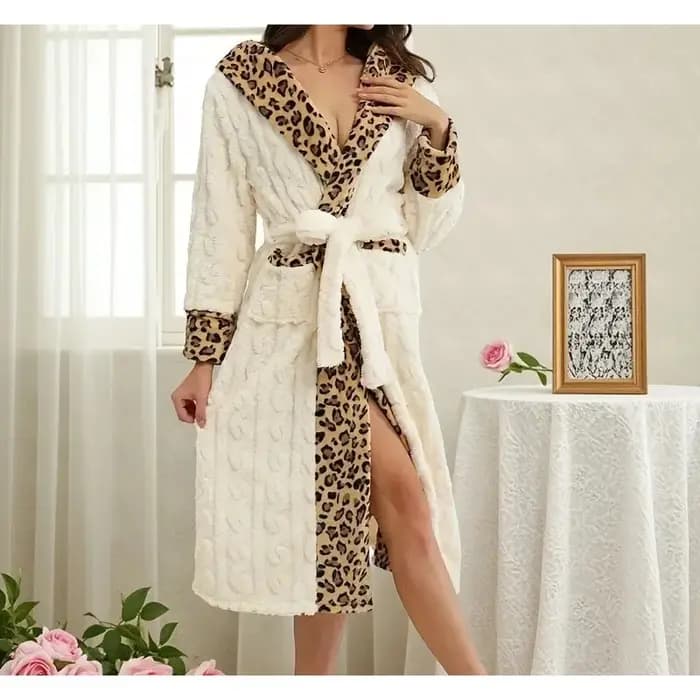Chemise de nuit épissée à imprimé léopard