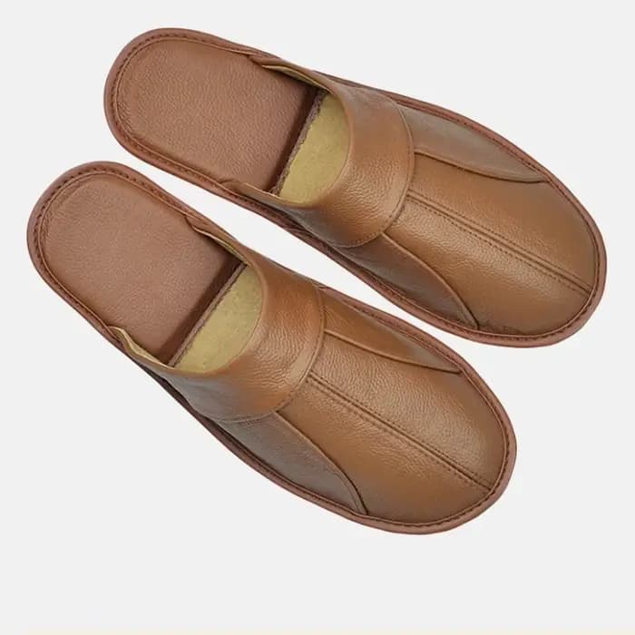 Chaussons de Confort Premium pour Hommes en Cuir Véritable Noir
