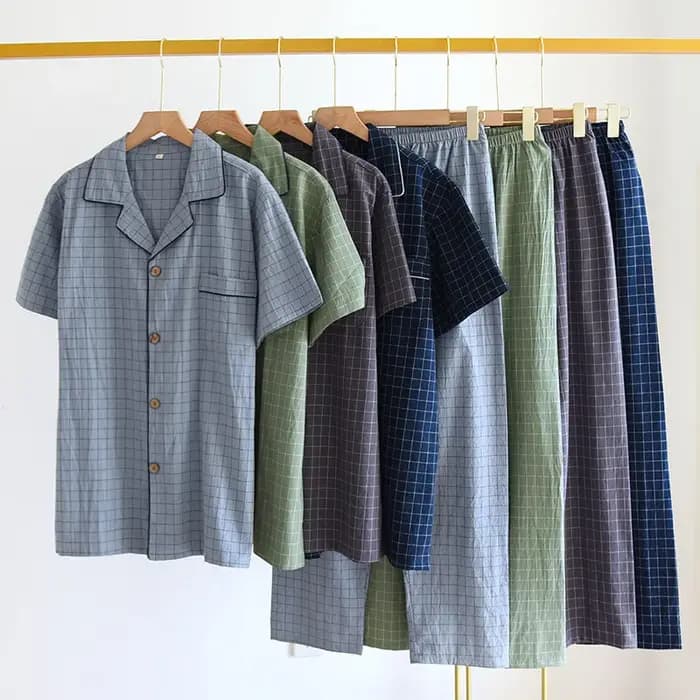 Pyjama d'été fin à manches courtes pour hommes