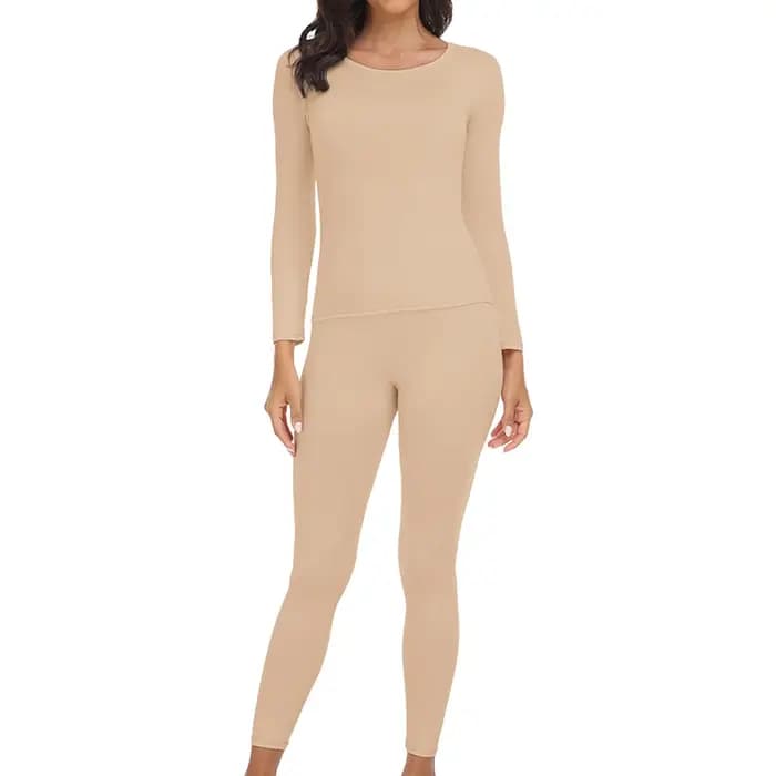 Ensemble de sous-vêtements thermiques longs Johns pour femmes, couche de base, haut astronomique pou