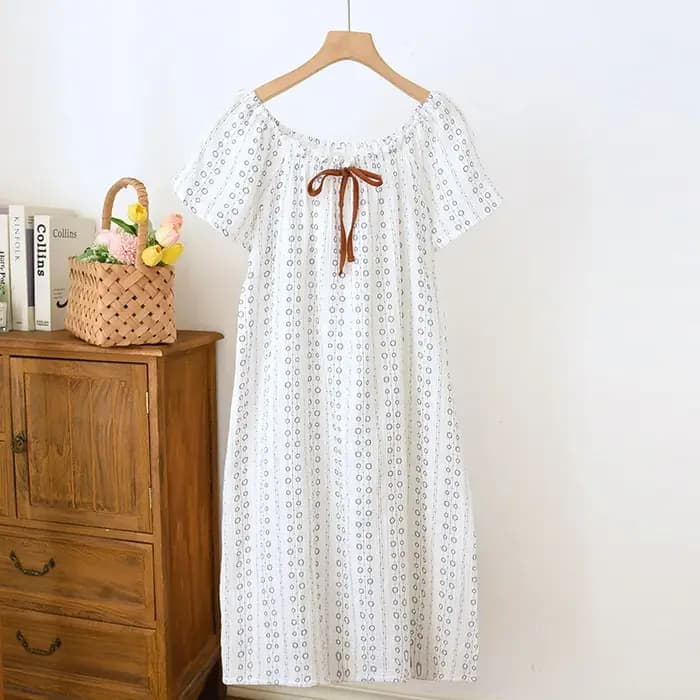 Chemise de nuit en crêpe de coton pur pour femmes