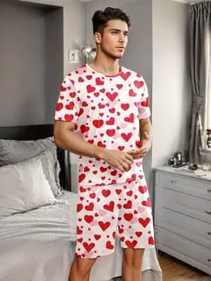 Ensemble de pyjama pour homme avec imprimés en forme de cœur