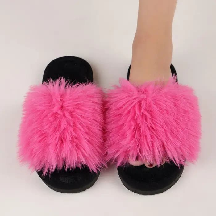 Pantoufles en fausse fourrure en peluche pour femmes
