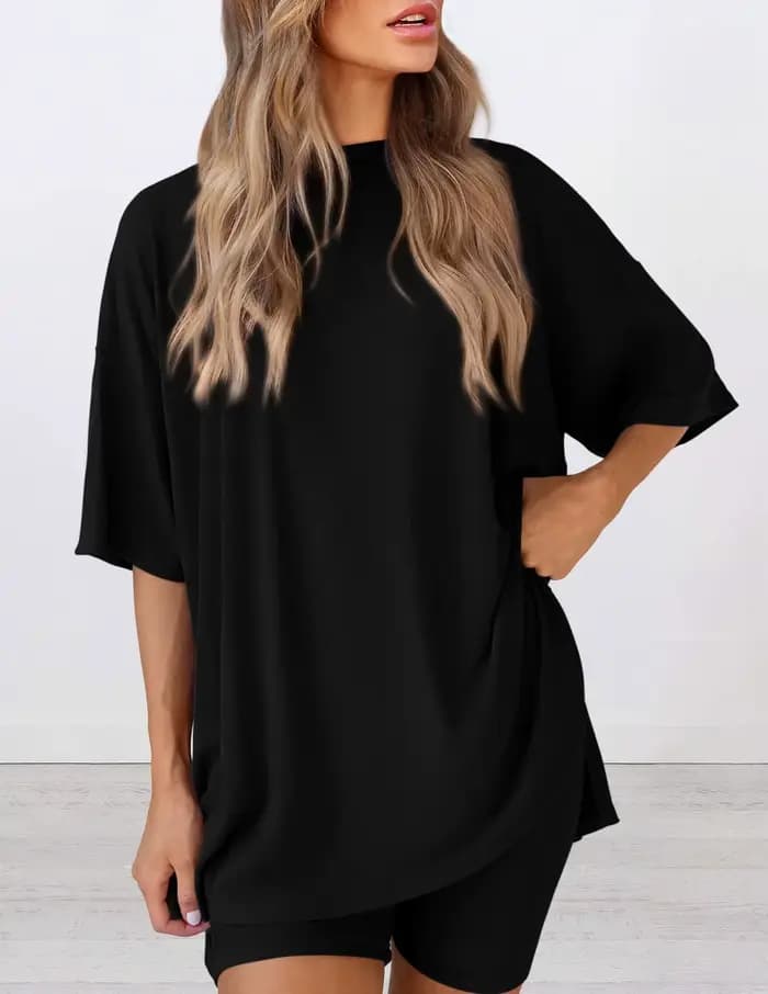 Ensemble décontracté tendance été 2026 – Robe de nuit ample et confortable de couleur unie pour femme