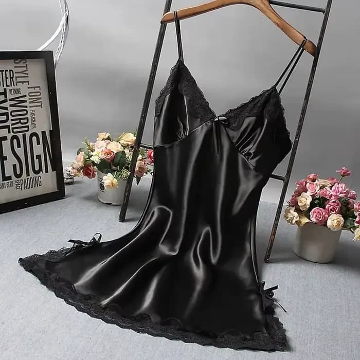 Sexy dentelle Patchwork Camisola Lingerie nuisette mariage robe en soie vêtements de nuit chemise