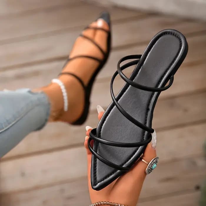 Femmes pantoufles été Simple mode pantoufles pointu mince sangle sandales chaussures légères femmes