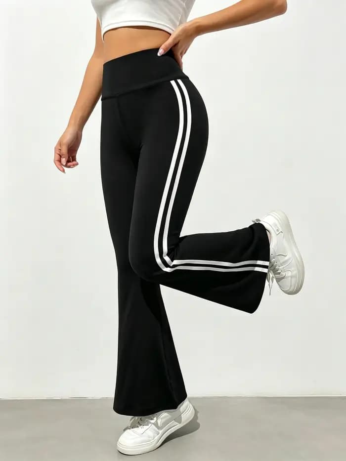Pantalon évasé décontracté slim taille haute pour femme