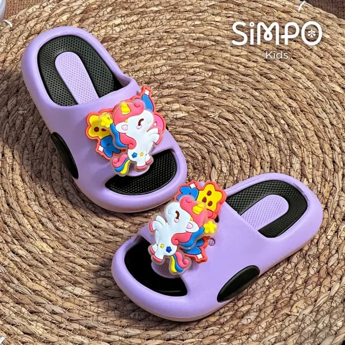 Licornes rotatives été mignon fille pantoufles semelle souple et épaisse anti-dérapant enfant en bas âge diapositives enfants sans lacet chaussures