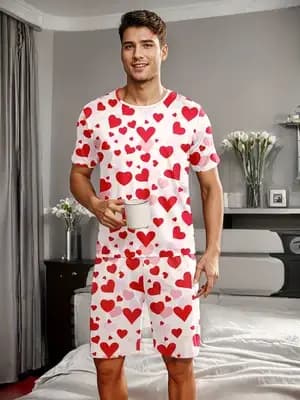 Ensemble de pyjama pour homme avec imprimés en forme de cœur