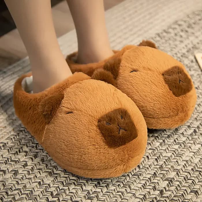 Capybara pantoufles en peluche dessin animé Capibara chaussures en coton animaux mignons pantoufle femmes hommes cadeaux d'anniversaire