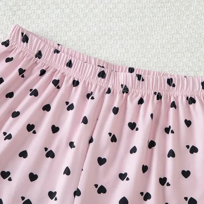 Ensemble 2 pièces de shorts à manches courtes doux et mignons pour adolescentes