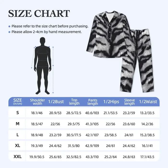 Pyjama 2 pièces imprimé tigre blanc pour homme