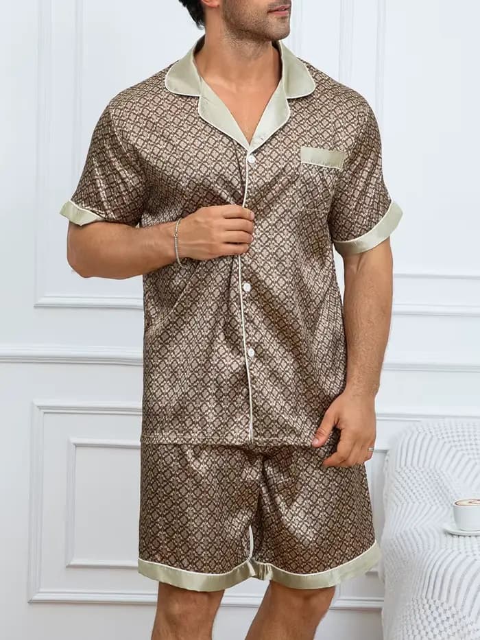 Ensemble pyjama imprimé à carreaux pour hommes