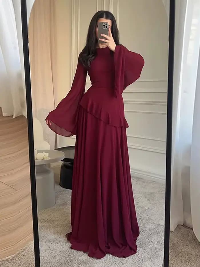 Robe longue à volants pour femmes