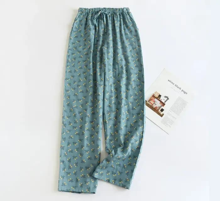 Pantalon de pyjama Double gaze 2026 coton pour femmes, imprimé Floral, ample, décontracté, pour la m