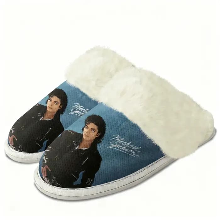 Pantoufles en peluche Michael Jackson, chaussures chaudes pour la maison, pantoufles légères thermiques en coton de qualité supérieure pour hommes et femmes, chaussures personnalisées