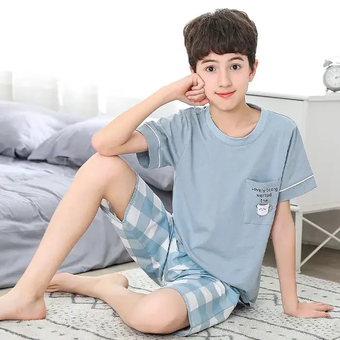 Pyjama à Manches Courtes 100% Coton pour Adolescent