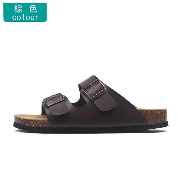 Pantoufles femmes boucle fond plat pantoufles en liège homme été unisexe plage bouton extérieur sandales décontractées concepteur dames chaussures