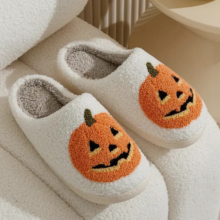 Classiques citrouille Halloween chaussons pour femmes hiver intérieur dessin animé confort maison ch