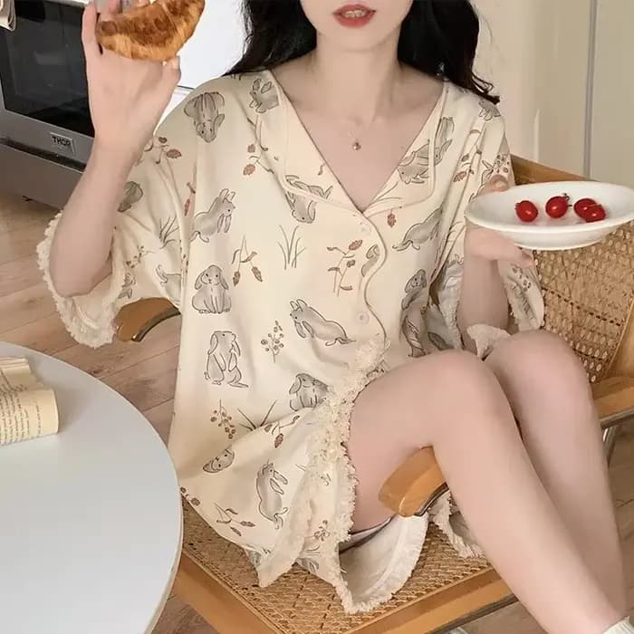 Ensemble de pyjama coréen pour femmes, vêtements de détente d'été, vêtements de nuit pour filles, do