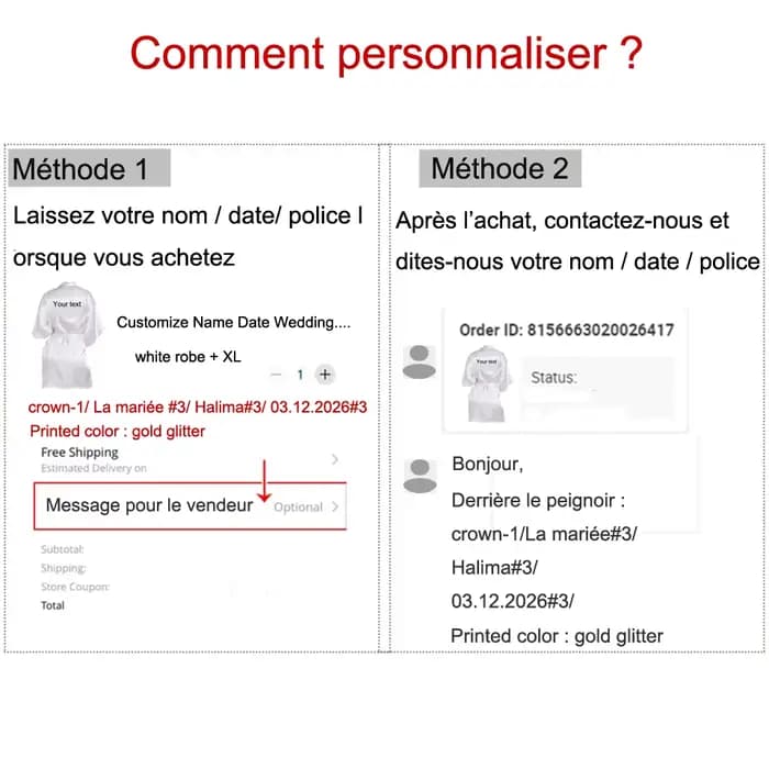 Peignoir de mariage personnalisé avec nom et Date