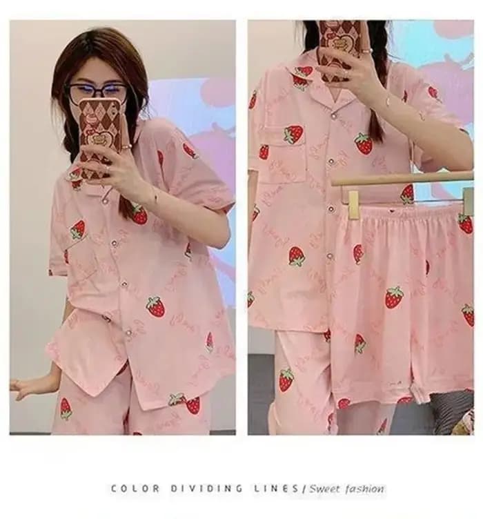 Pyjama à revers à manches courtes pour femmes