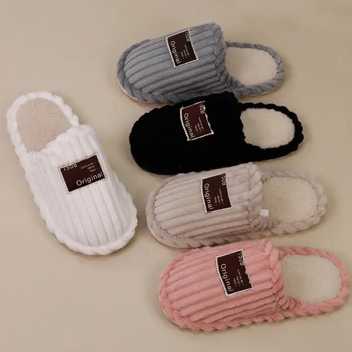 Pantoufles d'intérieur en velours côtelé pour femme, légères, à semelle souple, chaudes, en coton, antidérapantes, grandes tailles, collection automne-hiver