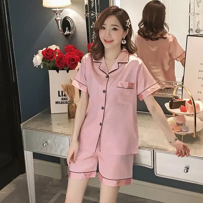 Femmes soie Satin Pyjamas ensemble vêtements de nuit Couple Pijama