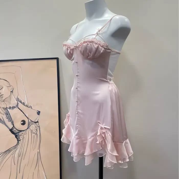 Français Lolita fille vêtements de nuit glace soie Sexy chemise