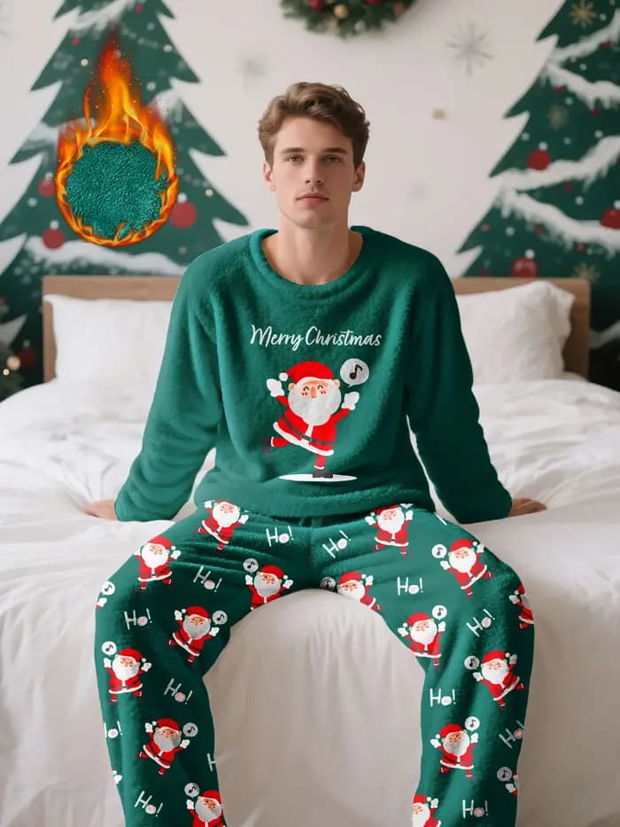 Ensemble pyjama en polaire pour homme sur le thème de Noël