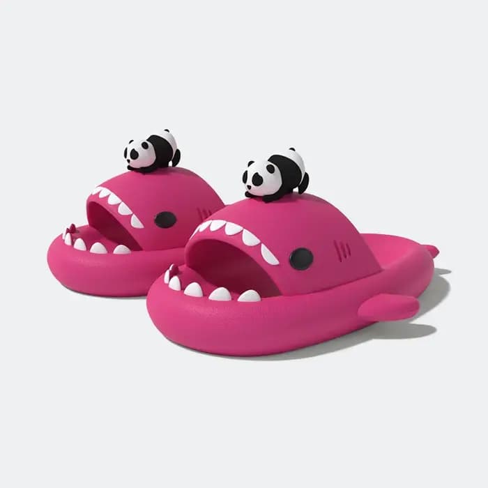 2025 mignon Panda bricolage requin pantoufles femmes hommes été plate-forme chaussures nuit brillant lanterne