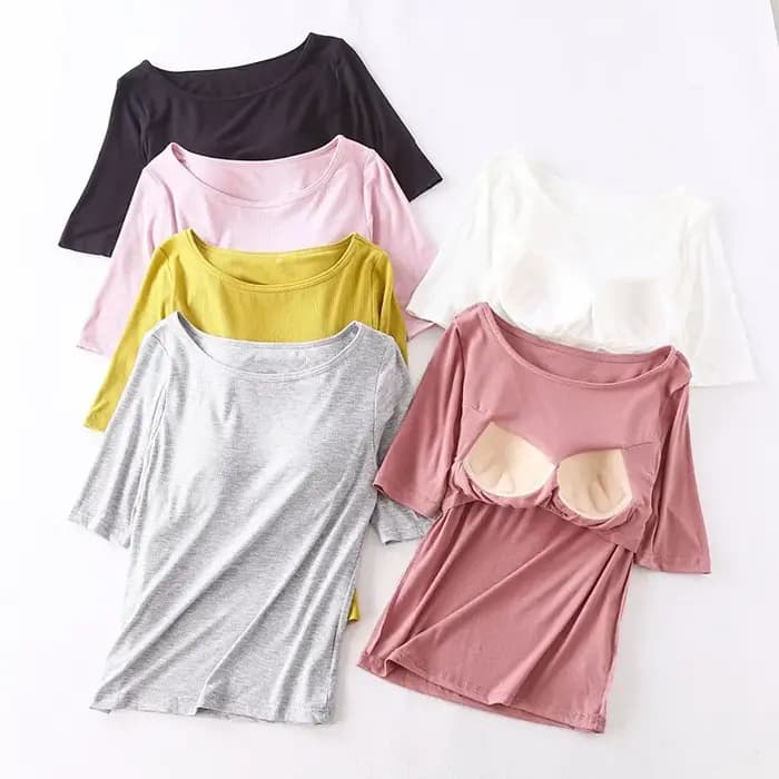 Pyjama une pièce pour femmes, hauts de pyjama en coton modal à manches courtes, t-shirt avec coussinet de poitrine, sous-vêtements décontractés, pijama de nuit