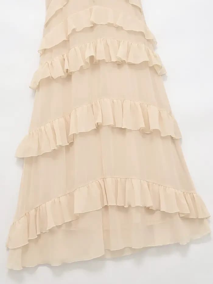 Robe midi élégante beige pour femme