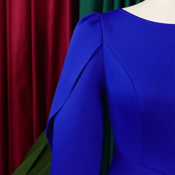Robe de soirée plissée mi-mollet taille haute pour femme
