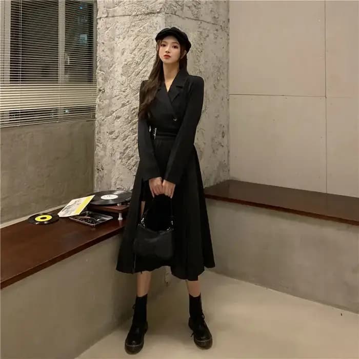 Robe mi-longue à manches longues pour femmes