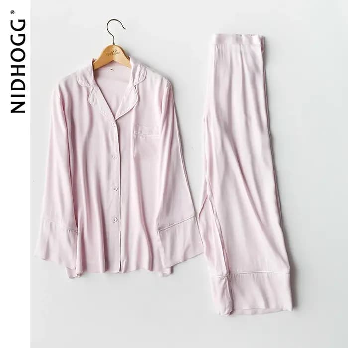 Pyjama Élégant en Viscose à Manches sulfpour Femme