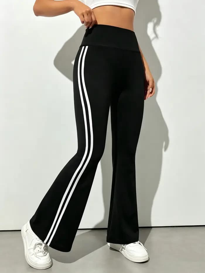 Pantalon évasé décontracté slim taille haute pour femme