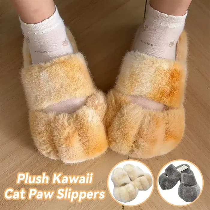 Kawaii fourrure chat patte pantoufle mode Imitation