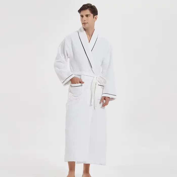 Femmes peignoir coton épais vêtements de nuit hiver Robe chaude Robe de chambre décontracté à manche